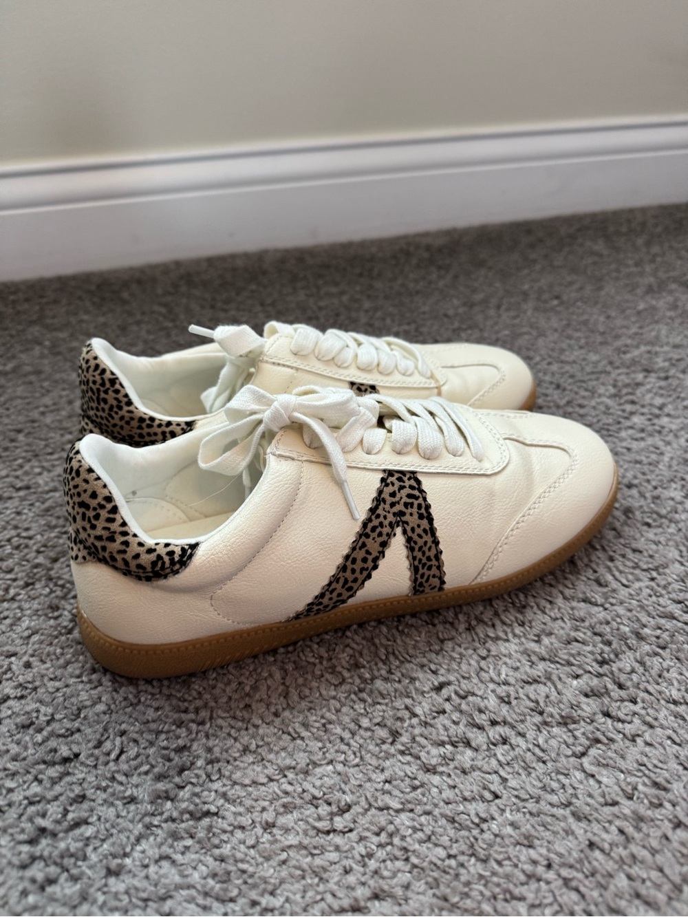 MIA White Sneakers with Leopard Print Accent